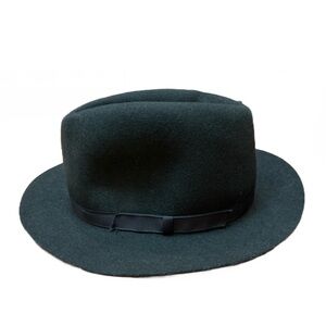 LL Bean Vintage 100% Wool Felt Hat Green Floppy Brown Band Made in England